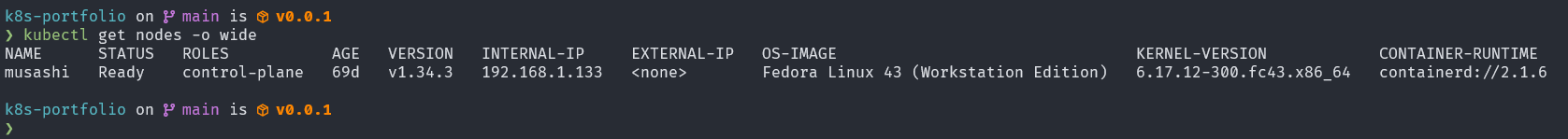 musashi node — the single bare-metal machine running the entire cluster